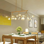 Lustre Led Moderne Branches Bois Luminaire Doré