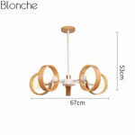 Lustre Led Moderne Disque Bois Japan Blanc / 5 Lampes Luminaire Chambre