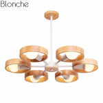 Lustre Led Moderne Disque Bois Japan Luminaire Chambre