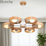 Lustre Led Moderne Disque Bois Japan Luminaire Chambre