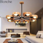 Lustre Led Moderne Disque Bois Japan Luminaire Chambre