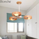 Lustre Led Moderne Disque Bois Japan Luminaire Chambre