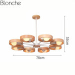 Lustre Led Moderne Disque Bois Japan Luminaire Chambre