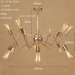 Lustre Led Moderne Makari Araignée Ajustable 12 Lampes - Doré B Luminaire Doré