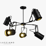 Lustre Led Rétro Noir Spots Loft 5 Lampes Luminaire Chambre