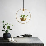 Lustre Led Rond Doré Avec Plante Luminaire Chambre