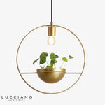 Lustre Led Rond Doré Avec Plante Luminaire Chambre