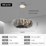 Lustre Led Rond En Plumes Colorées D40Cm / Gris Luminaire Chambre