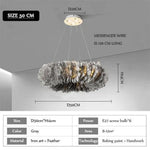 Lustre Led Rond En Plumes Colorées D50Cm / Gris Luminaire Chambre