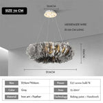 Lustre Led Rond En Plumes Colorées D70Cm / Gris Luminaire Chambre