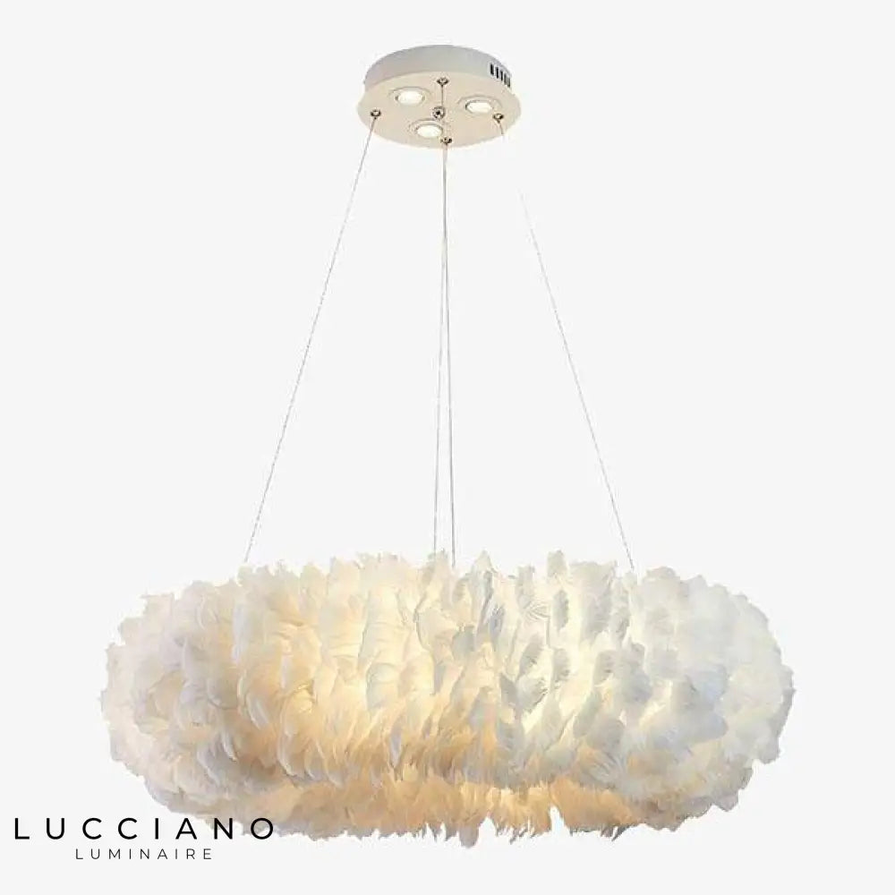 Lustre Led Rond En Plumes Colorées Luminaire Chambre