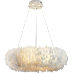 Lustre Led Rond En Plumes Colorées Luminaire Chambre