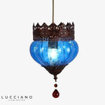 Lustre Led Rustique Verre Et Métal. Luminaire Chambre