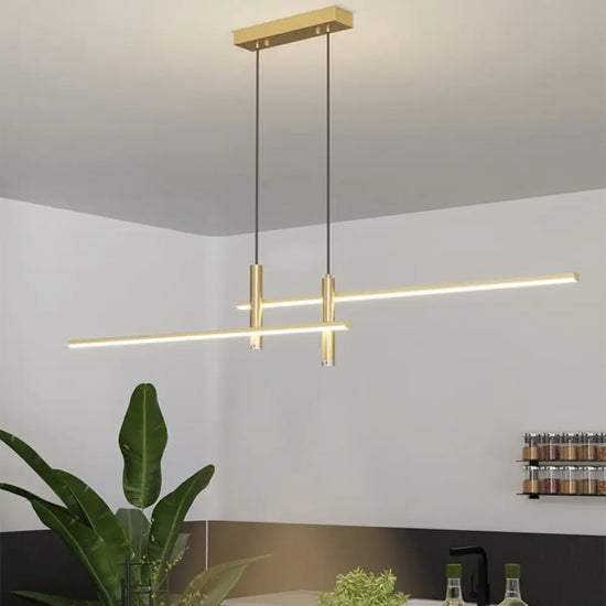 Lustre Led Sarno Minimaliste En Barre Luminaire Doré