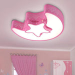 Lustre Lunaire Et Étoile Rose Enfant Luminaire Chambre