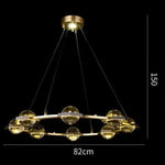 Lustre Luxe Circulaire Cuivre Cristal A - D 82 X H 150 Cm Luminaire Chambre