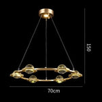 Lustre Luxe Circulaire Cuivre Cristal B - D 70 X H 150 Cm Luminaire Chambre