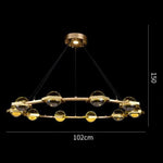 Lustre Luxe Circulaire Cuivre Cristal E - D 102 X H 150 Cm Luminaire Chambre