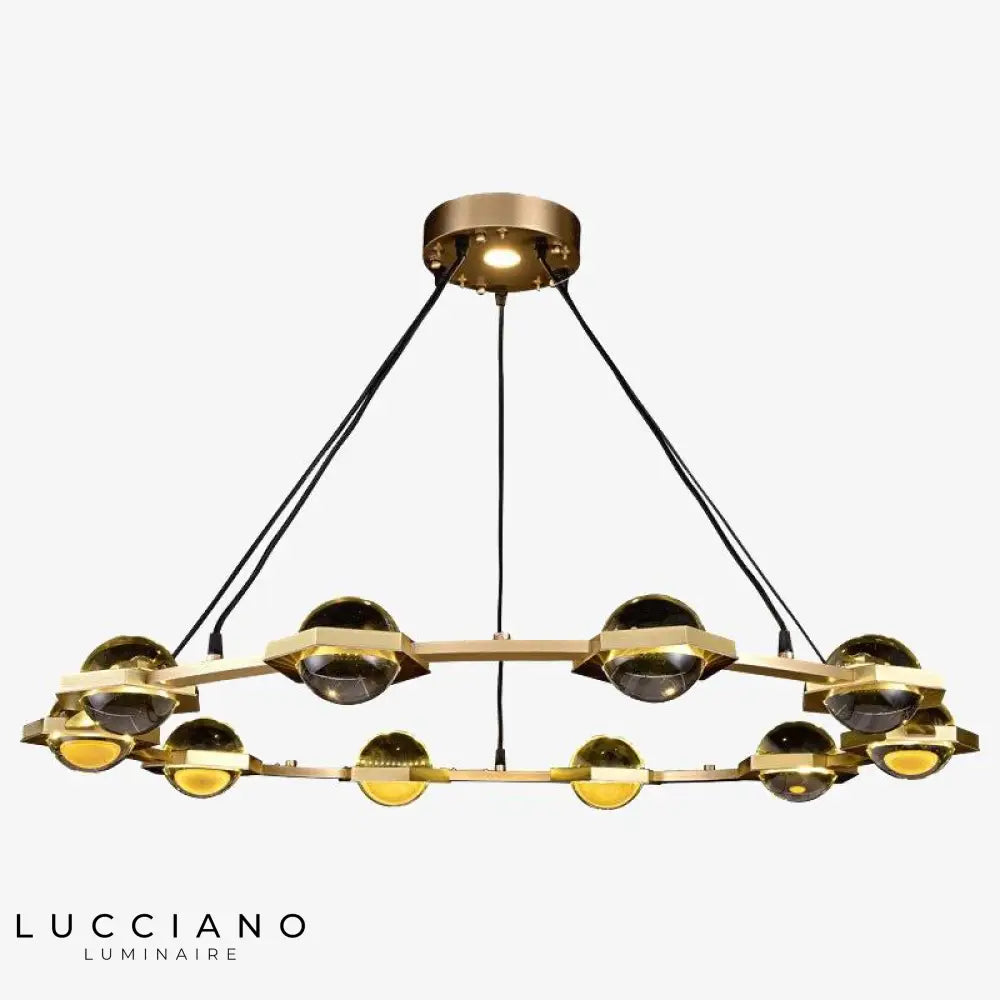 Lustre Luxe Circulaire Cuivre Cristal Luminaire Chambre