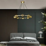 Lustre Luxe Circulaire Cuivre Cristal Luminaire Chambre