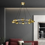 Lustre Luxe Circulaire Cuivre Cristal Luminaire Chambre