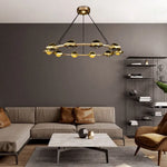 Lustre Luxe Circulaire Cuivre Cristal Luminaire Chambre