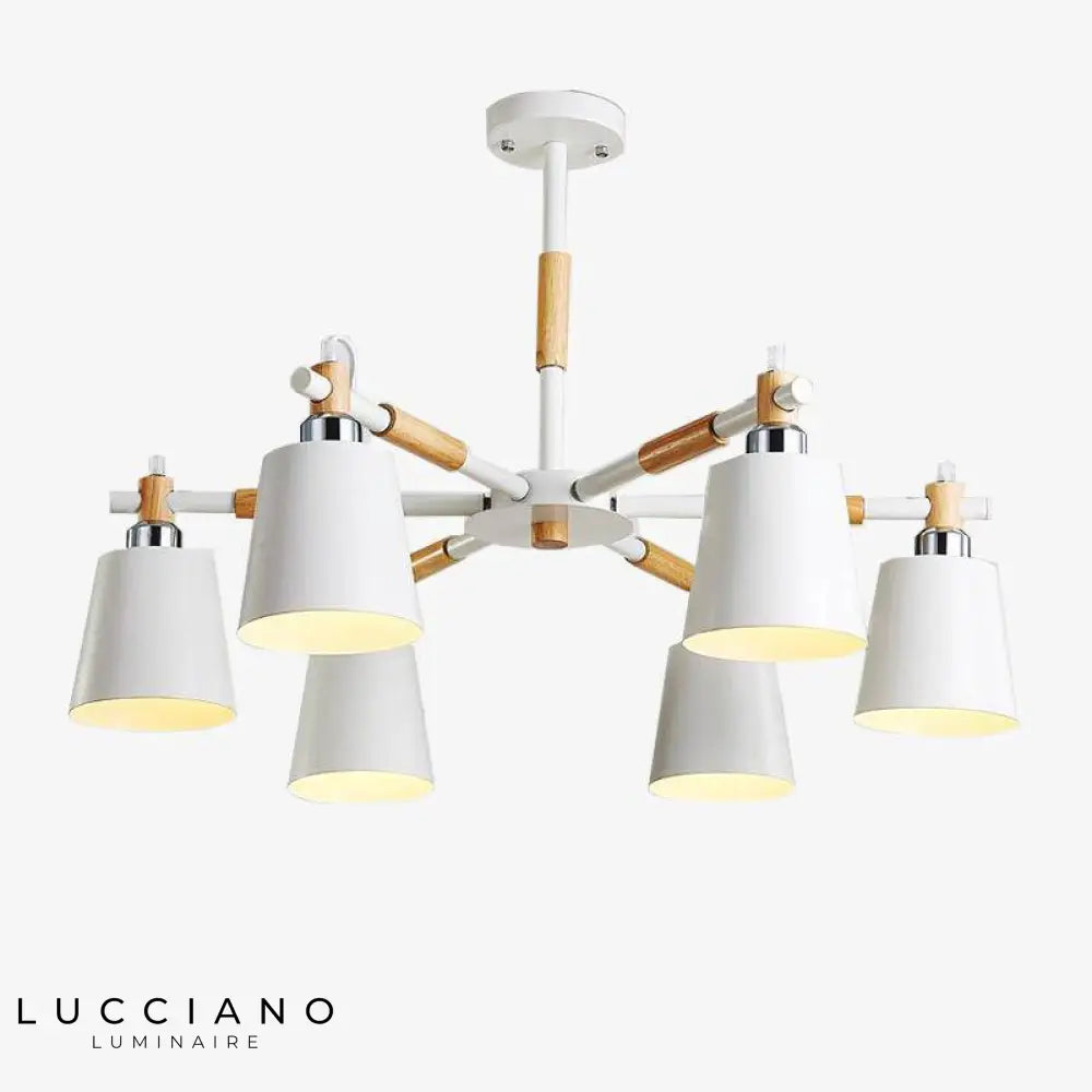 Lustre Métal Nordic Minimaliste Blanc / 6 Branches Luminaire Chambre