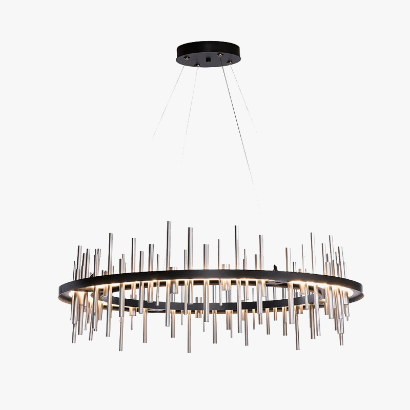 lustre minimaliste en acier inoxydable noir design moderne