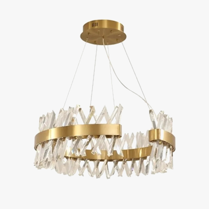 lustre moderne en cristal doré éclairage led design élégant