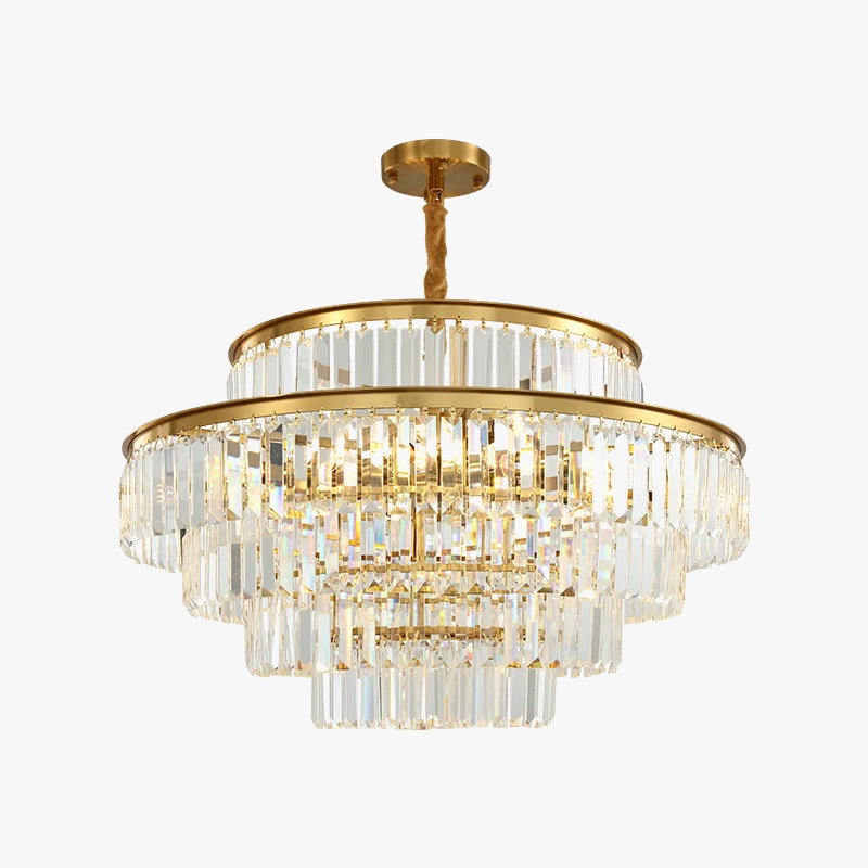 lustre moderne en cristal doré pour éclairage décoratif intérieur