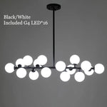 Lustre Moderne Led Avec Boules En Verre Noir Luminaire Chambre