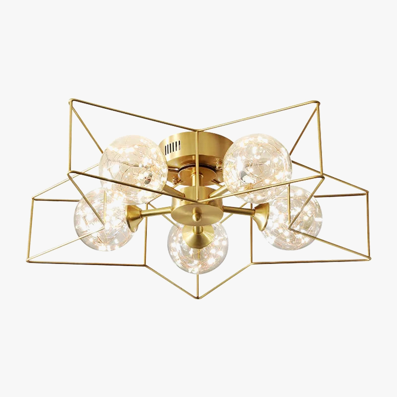 lustre moderne minimaliste en cuivre avec étoile led