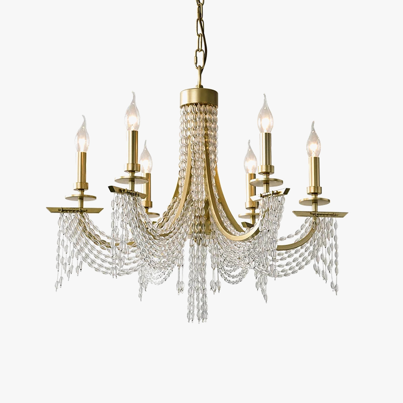 lustre moderne nordique en cristal minimaliste doré 6 anneaux