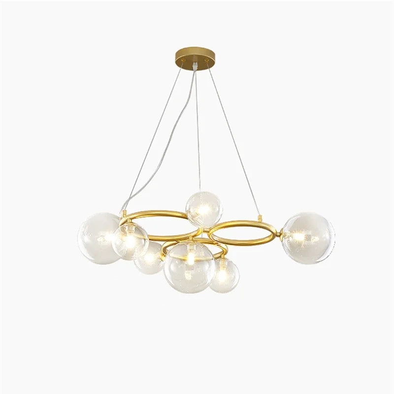 lustre nordique en verre fumé et doré pour intérieur moderne