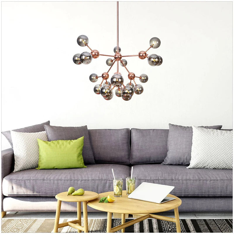 lustre nordique à têtes multiples pour décoration intérieure