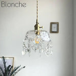 Lustre Rétro Led En Verre Cristal Luminaire Chambre