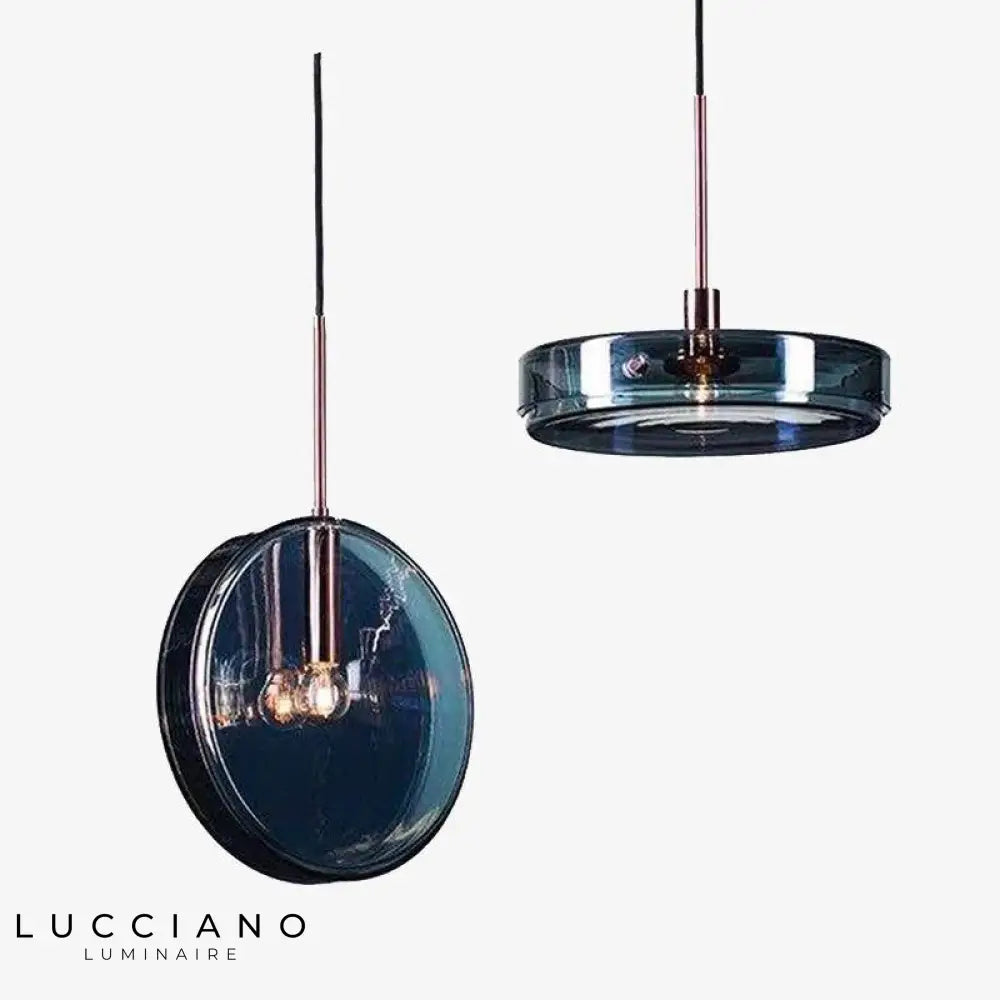 Lustre Rond En Verre Bleu Luminaire Chambre