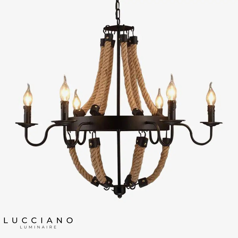 Lustre Rustique Métal Cordages Flammes Luminaire Chambre