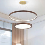 Lustre Scandinave Bois Arya 2 Anneaux Luminaire Chambre