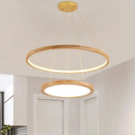 Lustre Scandinave Bois Arya 2 Anneaux Luminaire Chambre