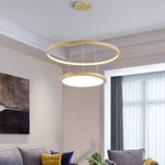 Lustre Scandinave Bois Arya 2 Anneaux Luminaire Chambre