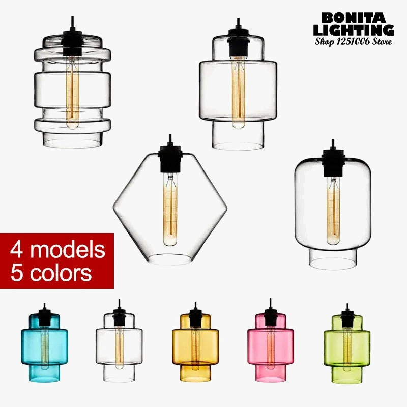 lustre suspendu moderne en verre transparent design élégant