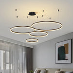 Lustre Suspension Cercle | Salon & Salle À Manger Noir / 40 60 80 60Cm 4 Anneaux