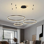 Lustre Suspension Cercle | Salon & Salle À Manger Noir / 40 60 80Cm 3 Anneaux