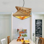 Lustre Triangles Design Bois Fruit Luminaire Cuivre