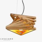 Lustre Triangles Design Bois Fruit Luminaire Cuivre