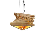 Lustre Triangles Design Bois Fruit Luminaire Cuivre