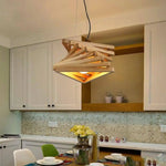 Lustre Triangles Design Bois Fruit Luminaire Cuivre