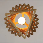 Lustre Triangles Design Bois Fruit Luminaire Cuivre