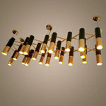 Lustre Tubes Métal Noir Doré Italy Luminaire Chambre